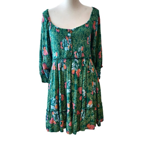 Free People | Dresses | Free People Size Xl Green Floral Endless Summer ...